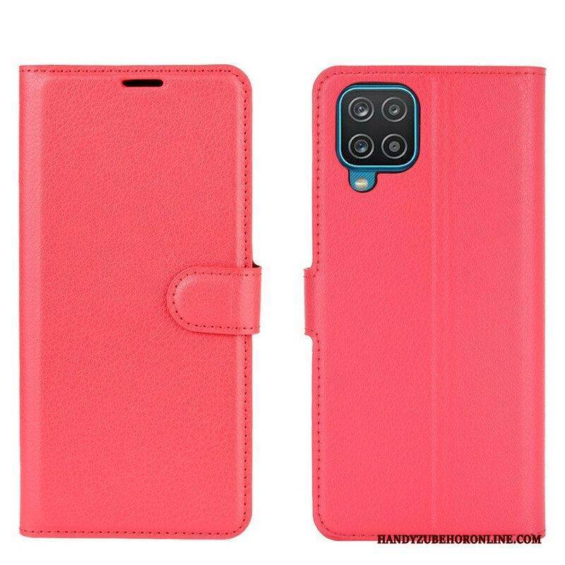 Flip Case Für Samsung Galaxy M12 / A12 Klassisches Lychee-kunstleder