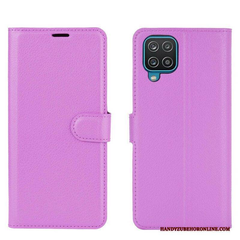 Flip Case Für Samsung Galaxy M12 / A12 Klassisches Lychee-kunstleder