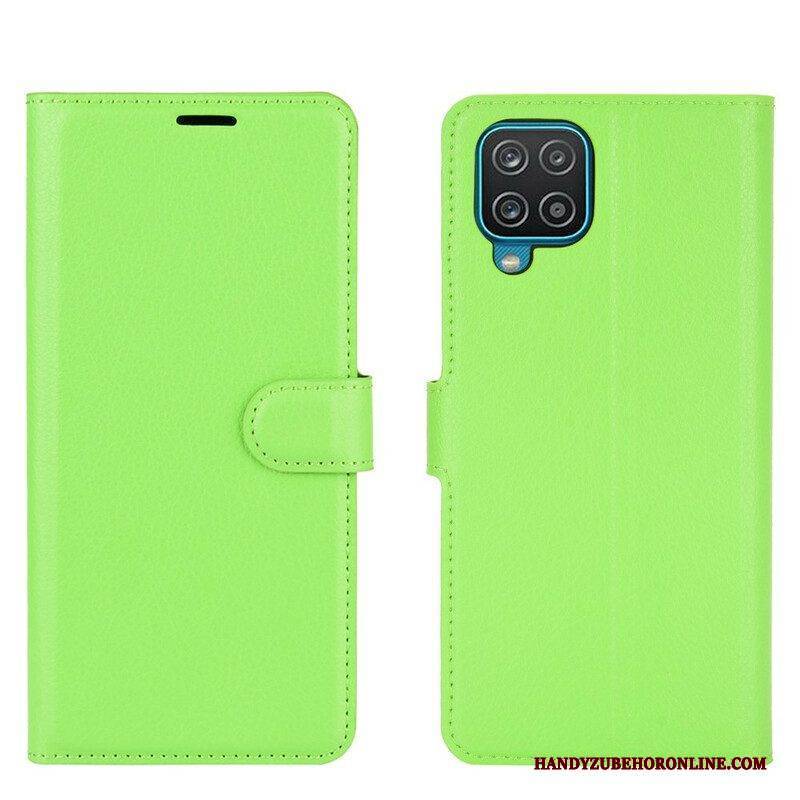 Flip Case Für Samsung Galaxy M12 / A12 Klassisches Lychee-kunstleder