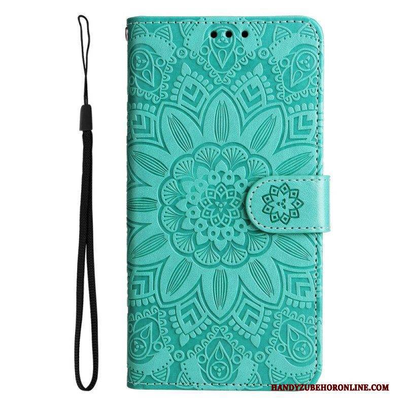 Flip Case Für Samsung Galaxy M13 Mit Kordel Riemchen-sonnenblume