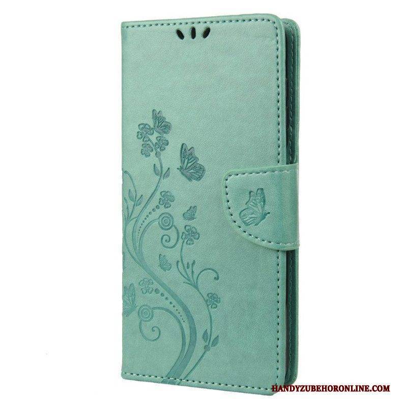 Flip Case Für Samsung Galaxy M23 5G Schmetterlinge Und Blumen