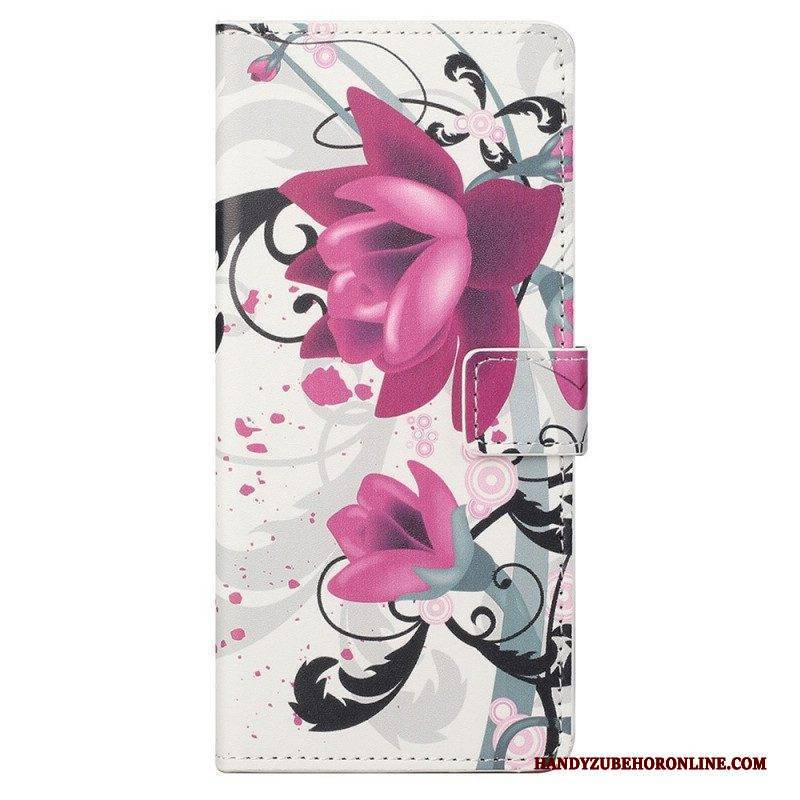 Flip Case Für Samsung Galaxy M23 5G Tropische Blumen