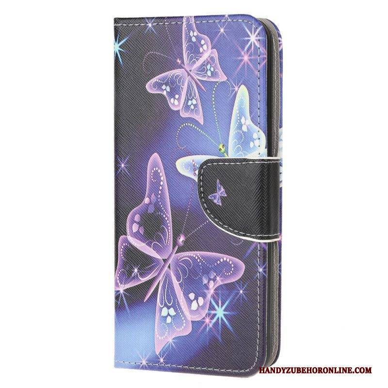 Flip Case Für Samsung Galaxy M32 Souveräne Schmetterlinge
