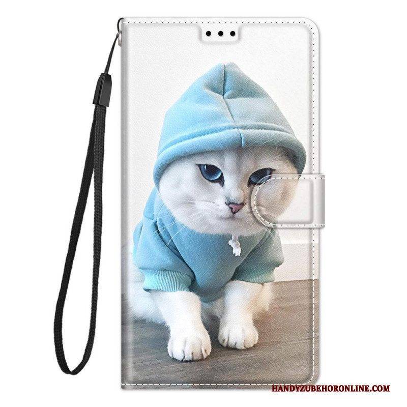 Flip Case Für Samsung Galaxy M53 5G Mit Kordel Tanga-katzen-fan