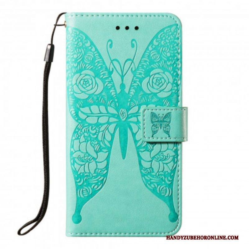 Flip Case Für Samsung Galaxy S21 5G Schmetterlingsblumenmuster