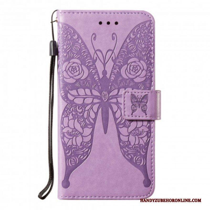 Flip Case Für Samsung Galaxy S21 5G Schmetterlingsblumenmuster