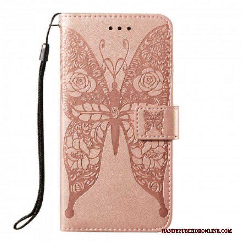 Flip Case Für Samsung Galaxy S21 5G Schmetterlingsblumenmuster