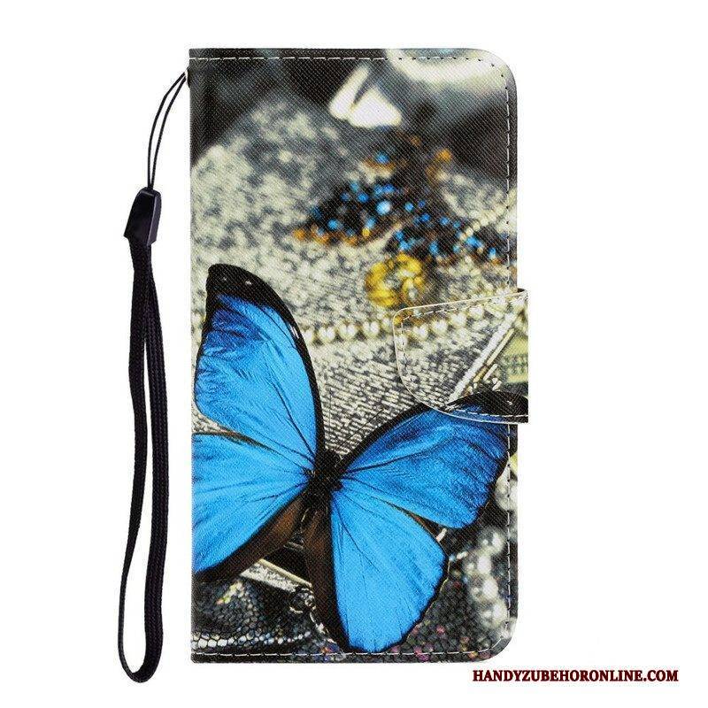 Flip Case Für Samsung Galaxy S21 FE Mit Kordel Variationen Von Schmetterlingsriemen