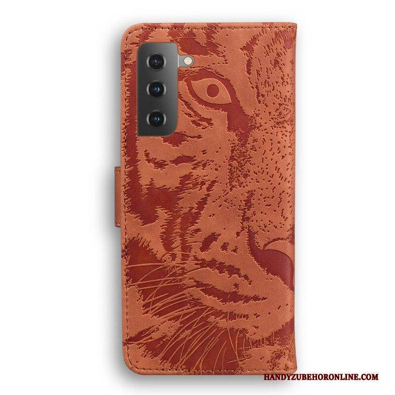 Flip Case Für Samsung Galaxy S21 Plus 5G Tiger-gesichtsdruck