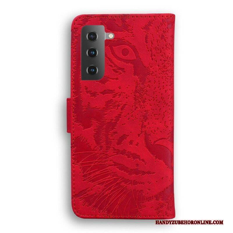 Flip Case Für Samsung Galaxy S21 Plus 5G Tiger-gesichtsdruck