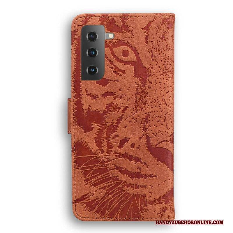 Flip Case Für Samsung Galaxy S21 Plus 5G Tiger-gesichtsdruck