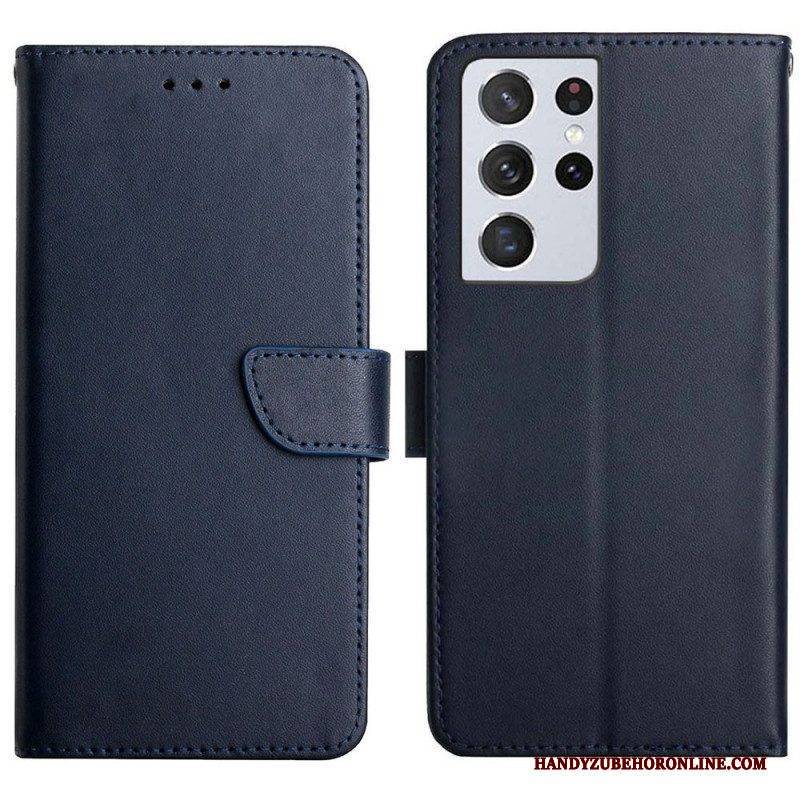 Flip Case Für Samsung Galaxy S21 Ultra 5G Echtes Nappaleder