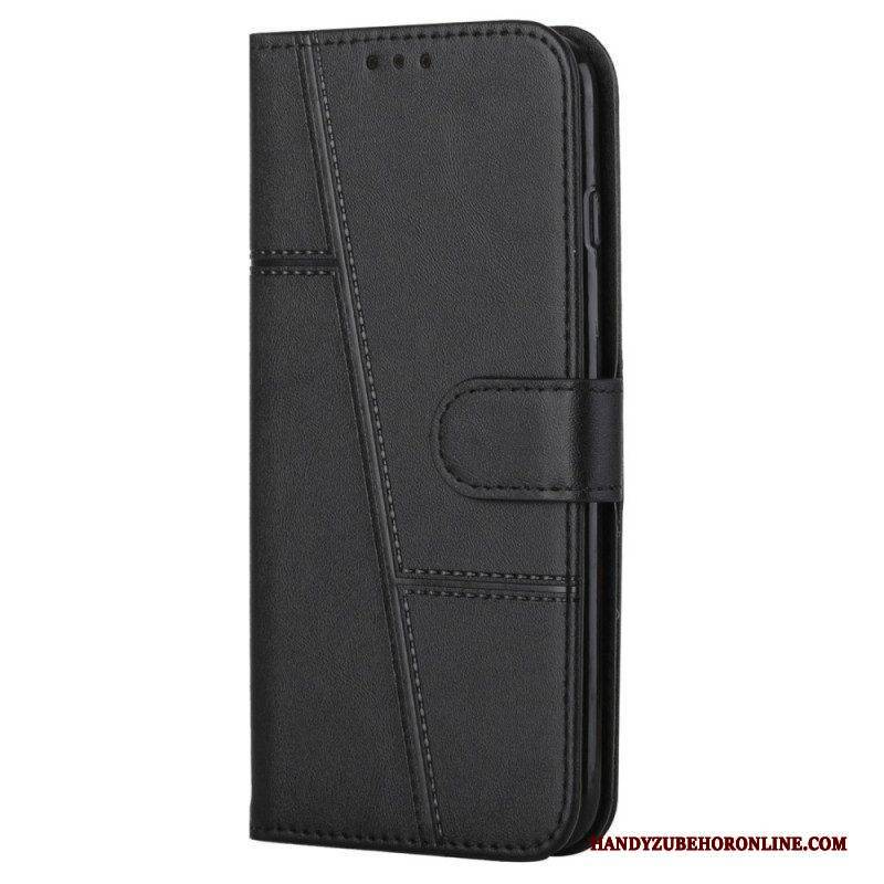 Flip Case Für Samsung Galaxy S22 5G Mit Kordel Riemchen-geo-ledereffekt