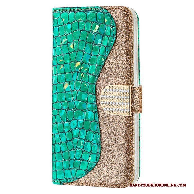 Flip Case Für Samsung Galaxy S22 Ultra 5G Krokodildiamanten