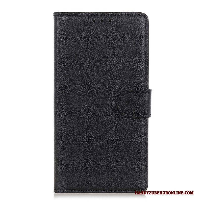 Flip Case Für Samsung Galaxy S22 Ultra 5G Traditionelles Litschi-leder