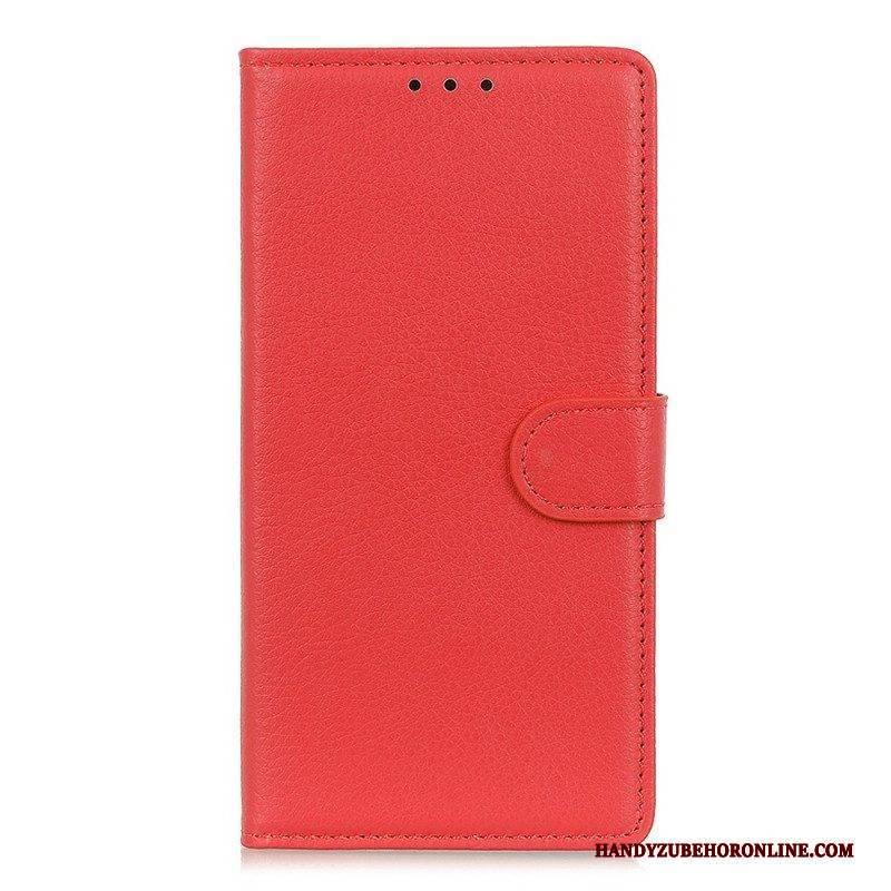 Flip Case Für Samsung Galaxy S22 Ultra 5G Traditionelles Litschi-leder