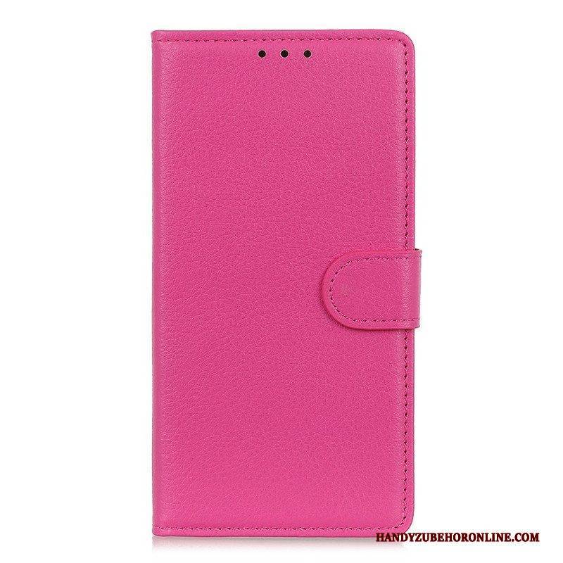 Flip Case Für Samsung Galaxy S22 Ultra 5G Traditionelles Litschi-leder