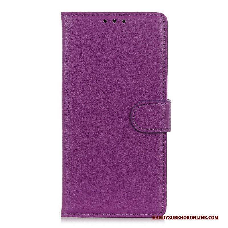 Flip Case Für Samsung Galaxy S22 Ultra 5G Traditionelles Litschi-leder