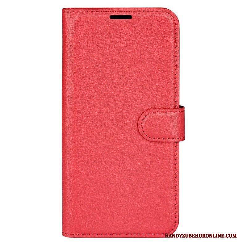 Flip Case Für Samsung Galaxy S23 5G Klassischer Litschi-ledereffekt