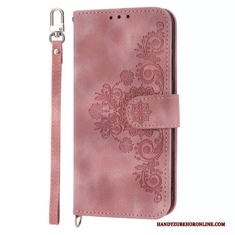 Flip Case Für Samsung Galaxy S23 5G Mit Kordel Riemchen-spitzen-mandala