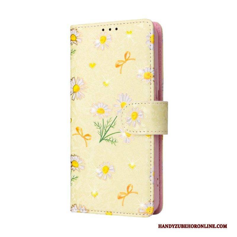 Flip Case Für Samsung Galaxy S23 5G Rfid-blumen Mit Schlüsselband