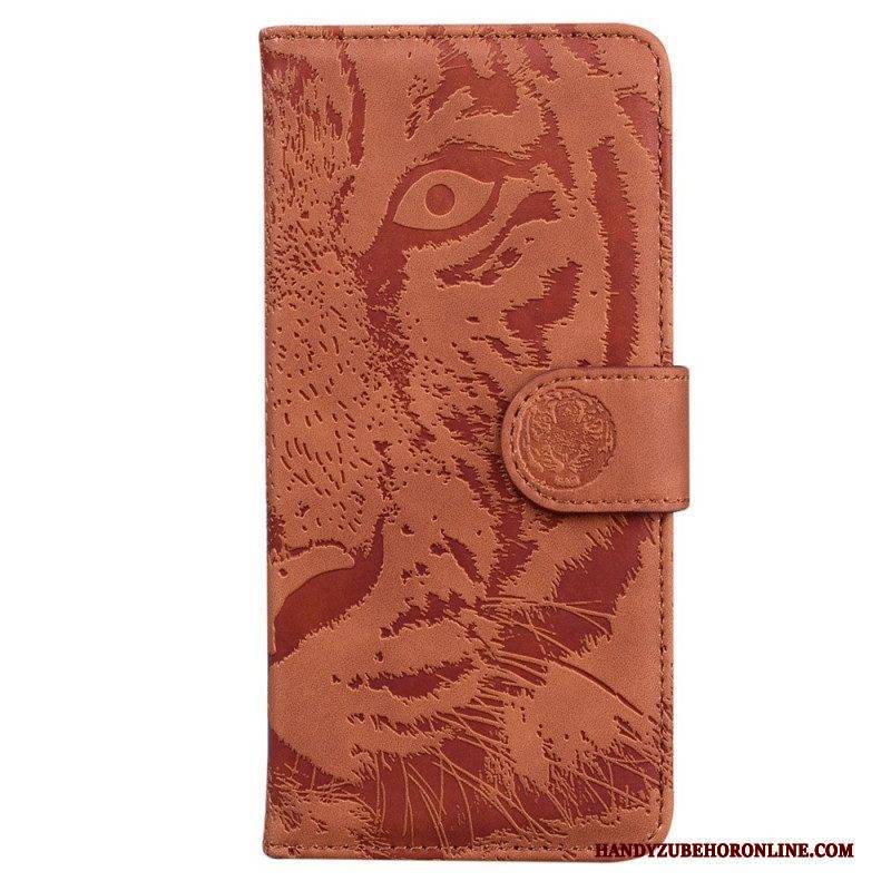 Flip Case Für Samsung Galaxy S23 5G Tiger-fußabdruck