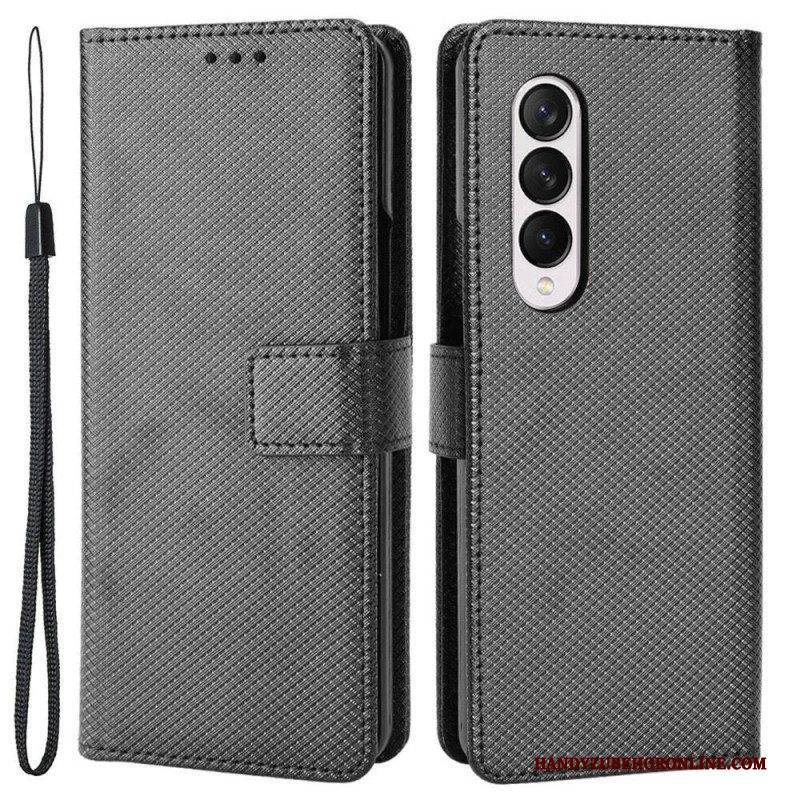 Flip Case Für Samsung Galaxy Z Fold 4 Mit Kordel Diamantarmband