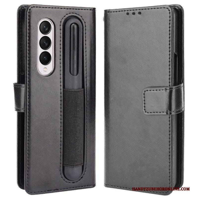 Flip Case Für Samsung Galaxy Z Fold 4 Mit Kordel Retro-business-riemchen