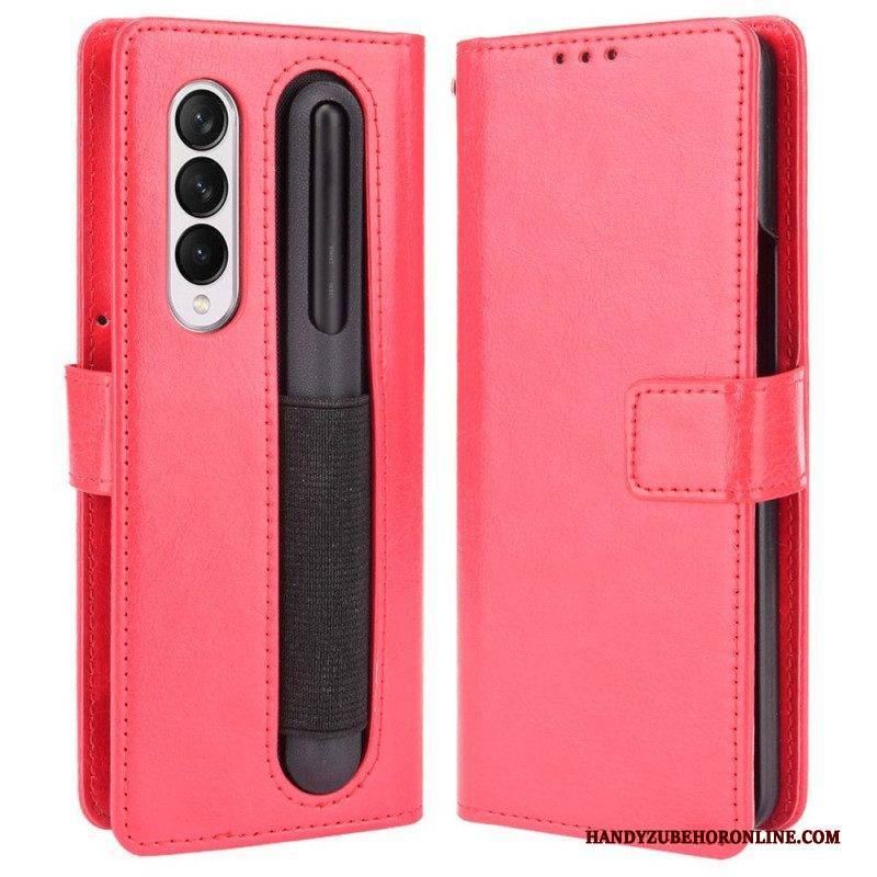 Flip Case Für Samsung Galaxy Z Fold 4 Mit Kordel Retro-business-riemchen