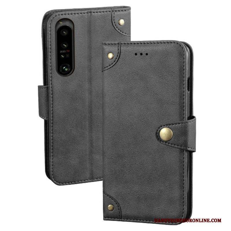 Flip Case Für Sony Xperia 1 IV Lederstil Mit Nieten Idewei