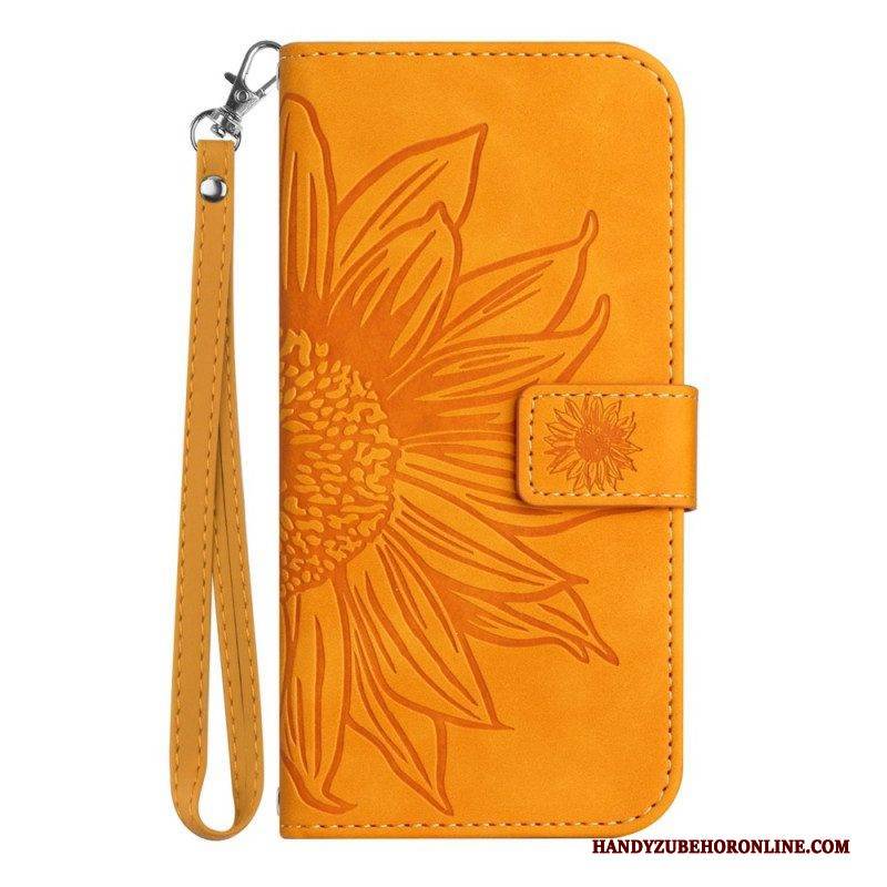 Flip Case Für Sony Xperia 1 IV Mit Kordel Riemchen-sonnenblume