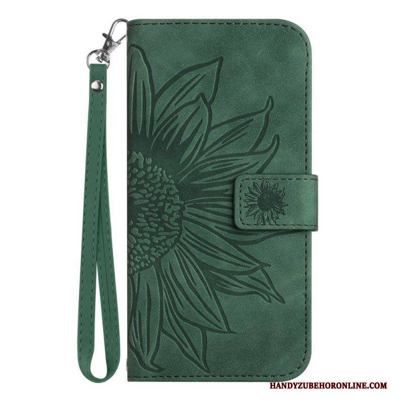 Flip Case Für Sony Xperia 1 IV Mit Kordel Riemchen-sonnenblume