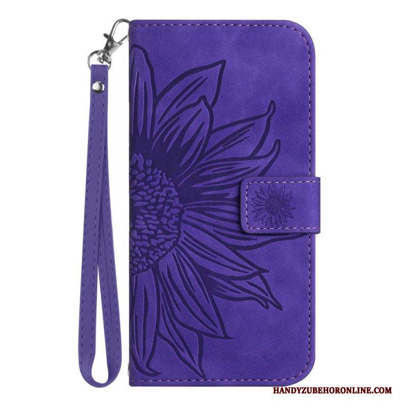 Flip Case Für Sony Xperia 1 IV Mit Kordel Riemchen-sonnenblume