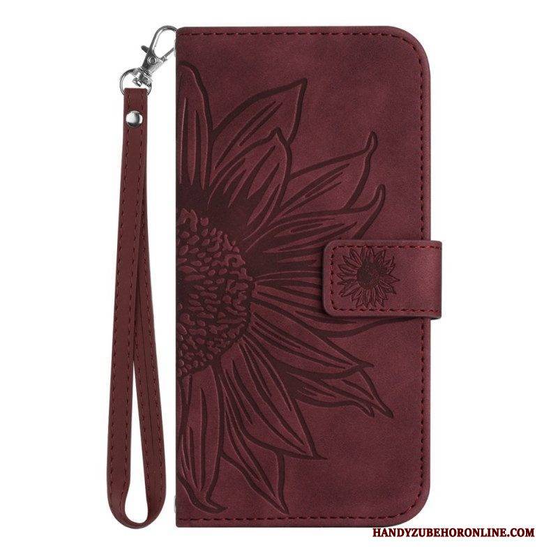 Flip Case Für Sony Xperia 1 IV Mit Kordel Riemchen-sonnenblume