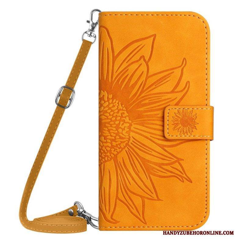 Flip Case Für Sony Xperia 10 IV Sonnenblume Und Schultergurt