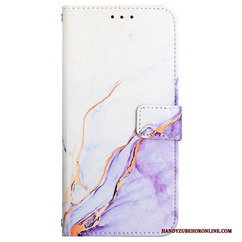 Flip Case Für Xiaomi 12 Pro Mit Kordel Gestreifter Aquarellmarmor