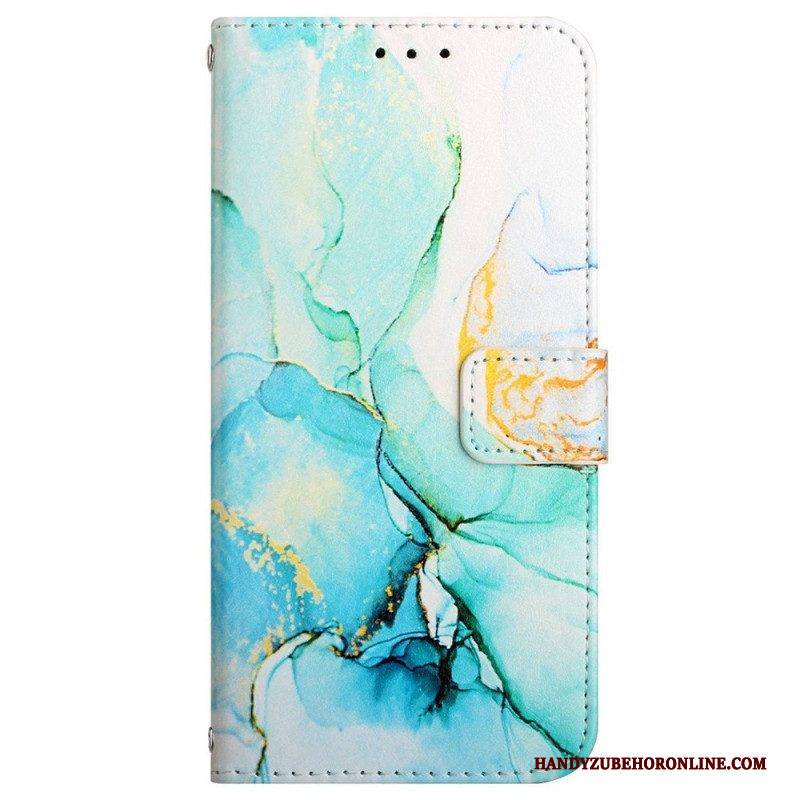 Flip Case Für Xiaomi 12 Pro Mit Kordel Gestreifter Aquarellmarmor