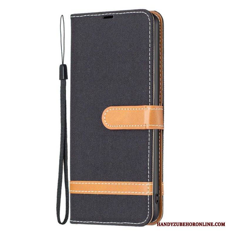 Flip Case Für Xiaomi 12T / 12T Pro Mit Kordel Armband In Stoff- Und Lederoptik