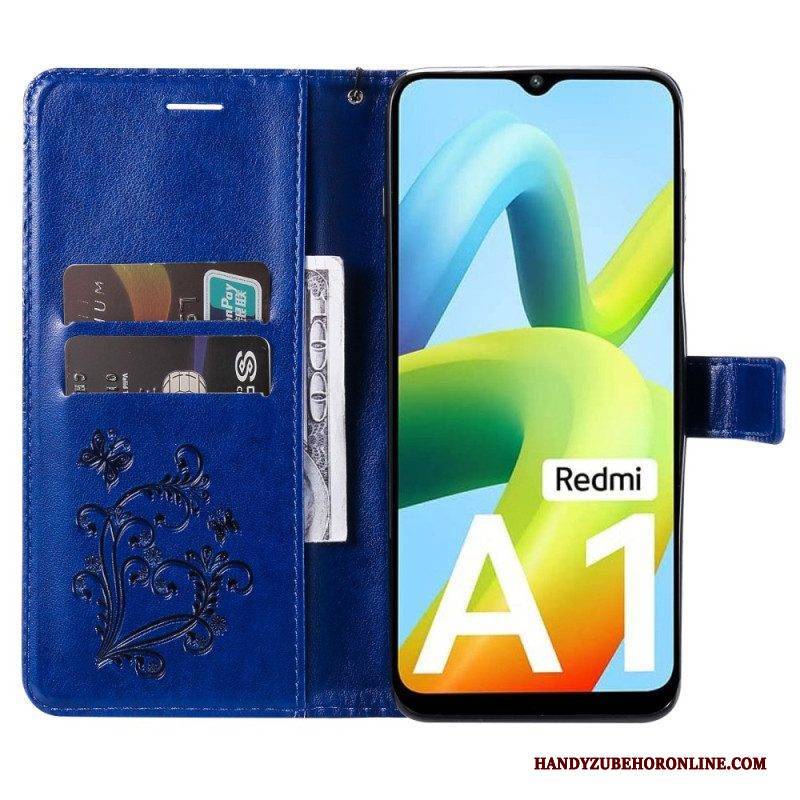 Flip Case Für Xiaomi Redmi A1 Mit Kordel Riesige Riemenschmetterlinge