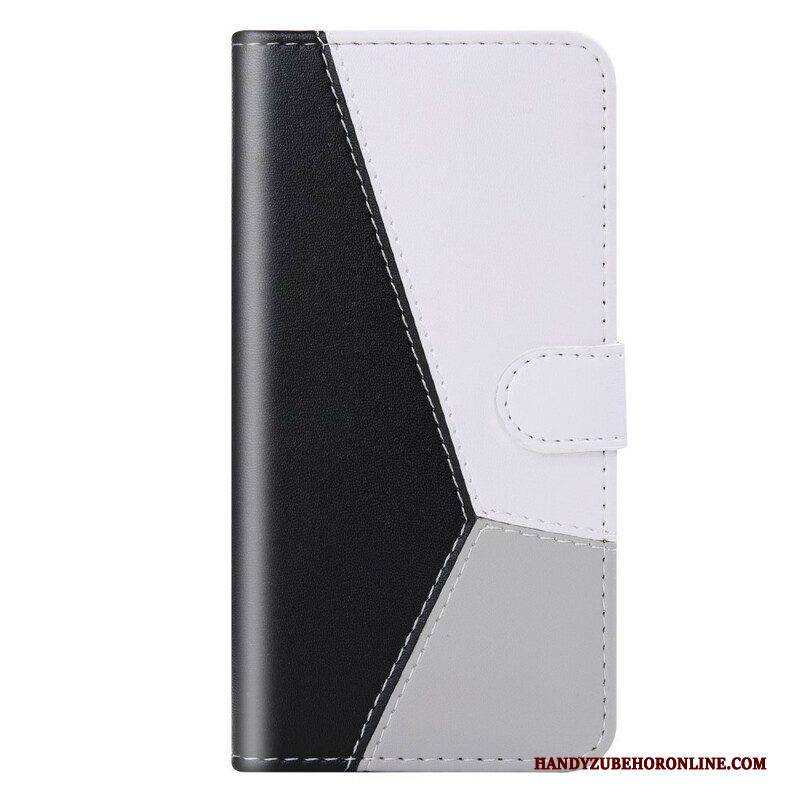 Flip Case Für Xiaomi Redmi Note 10 / 10S Dreifarbiger Ledereffekt