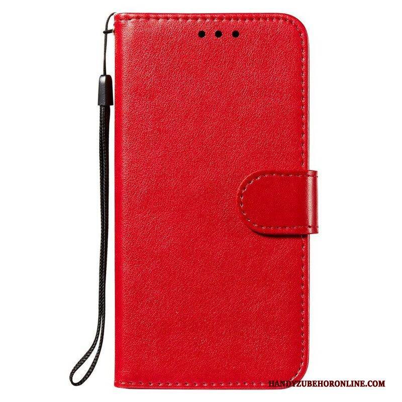 Flip Case Für Xiaomi Redmi Note 10 5G Lederdesign Mit Riemen