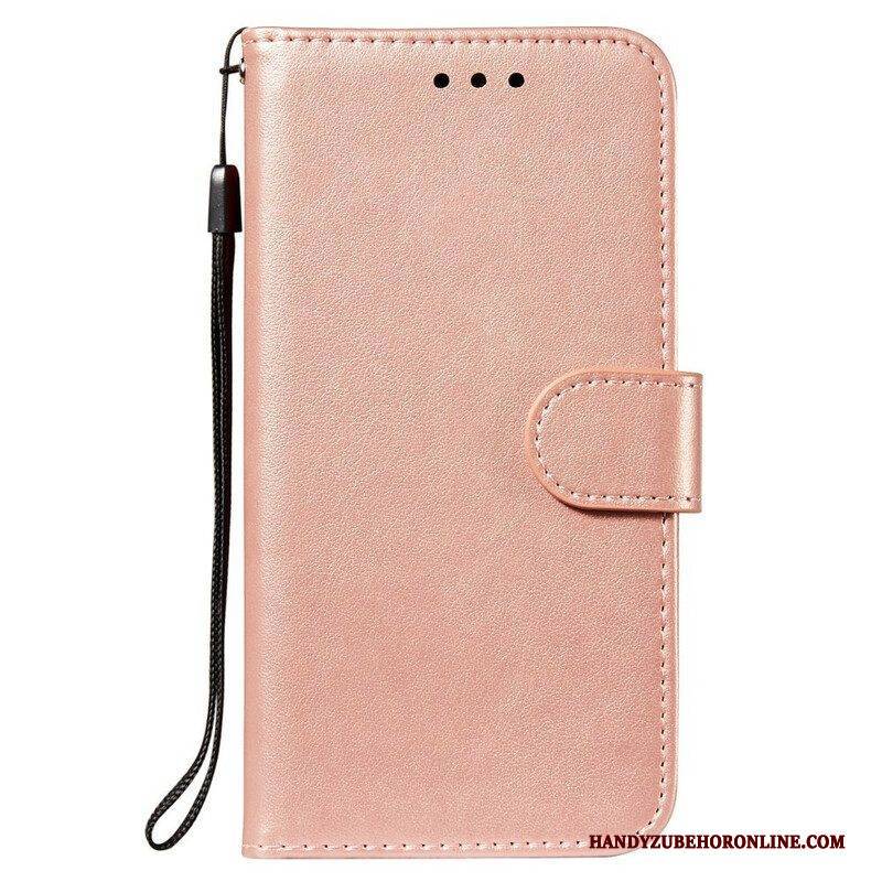 Flip Case Für Xiaomi Redmi Note 10 5G Lederdesign Mit Riemen