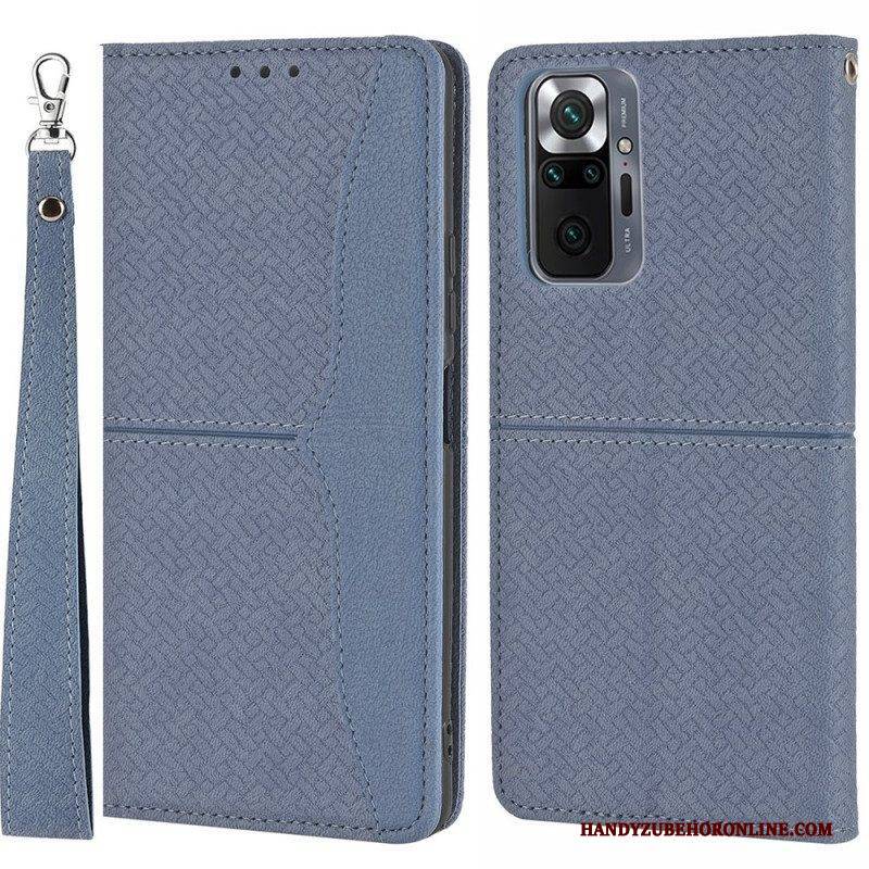 Flip Case Für Xiaomi Redmi Note 10 Pro Mit Kordel Riemchen-stil Aus Gewebtem Leder