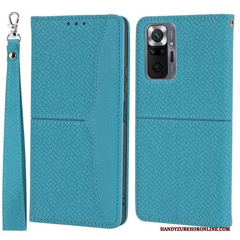 Flip Case Für Xiaomi Redmi Note 10 Pro Mit Kordel Riemchen-stil Aus Gewebtem Leder