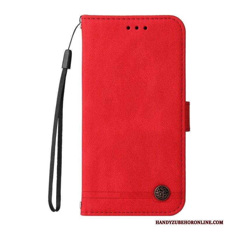 Flip Case Für Xiaomi Redmi Note 10 Pro Nieten Und Riemen Aus Kunstleder