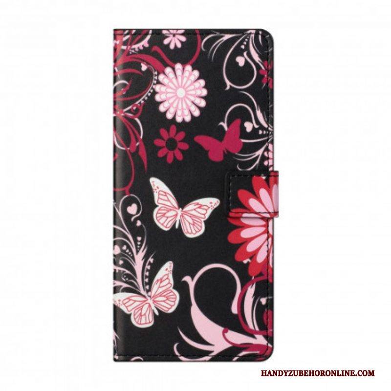 Flip Case Für Xiaomi Redmi Note 10 Pro Schmetterlinge Und Blumen