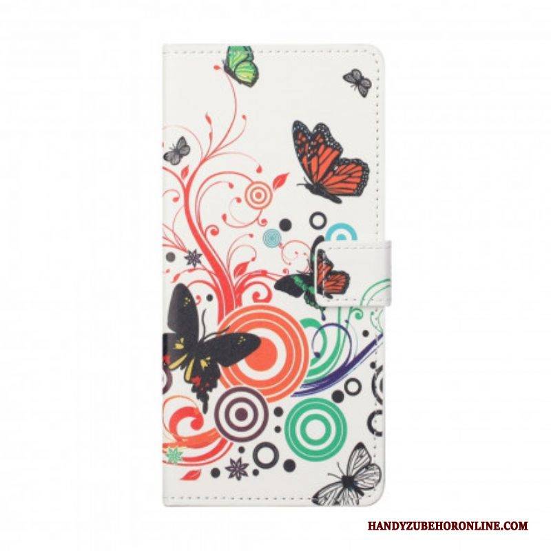 Flip Case Für Xiaomi Redmi Note 10 Pro Schmetterlinge Und Blumen