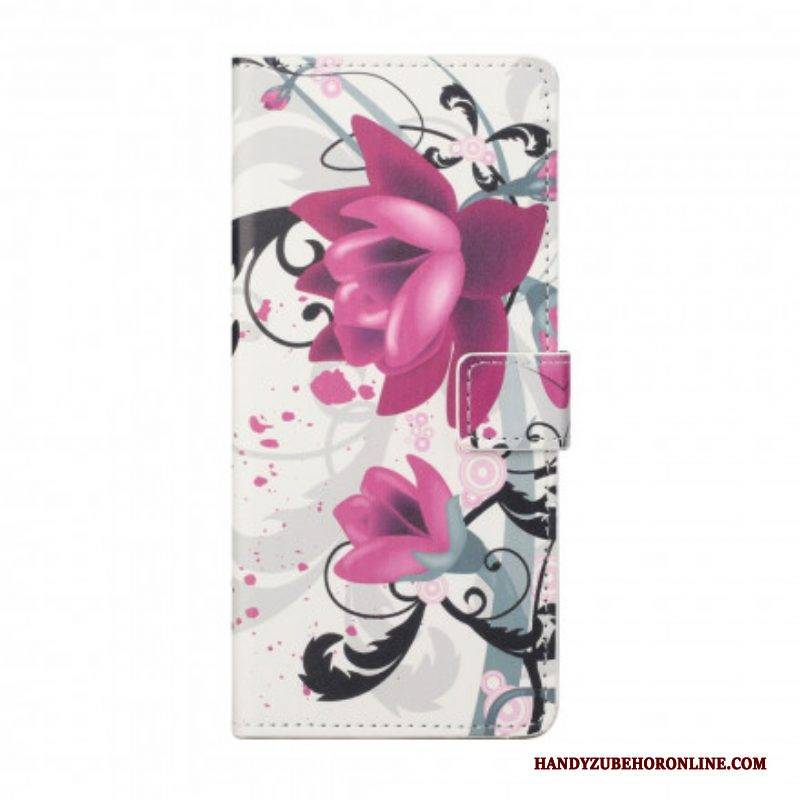 Flip Case Für Xiaomi Redmi Note 10 Pro Tropische Blumen