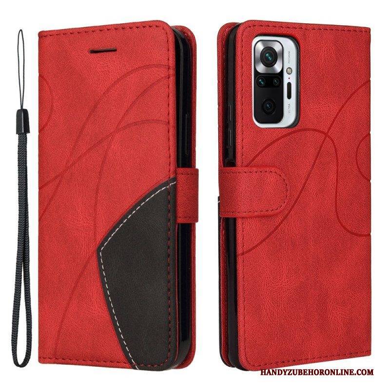 Flip Case Für Xiaomi Redmi Note 10 Pro Zweifarbiges. Charakteristisches Kunstleder