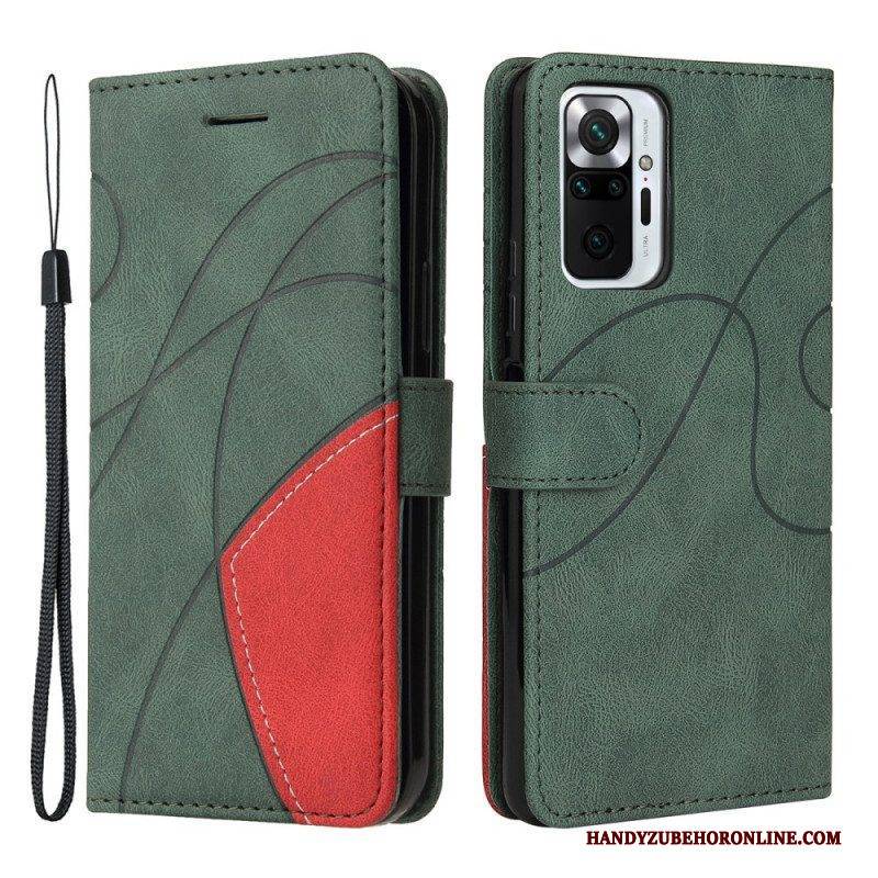 Flip Case Für Xiaomi Redmi Note 10 Pro Zweifarbiges. Charakteristisches Kunstleder